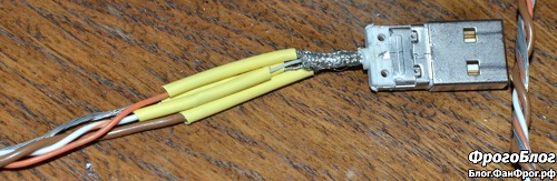 Соединение нового кабеля со старым штекером